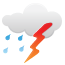 Scattered clouds with chance of thunderstorm